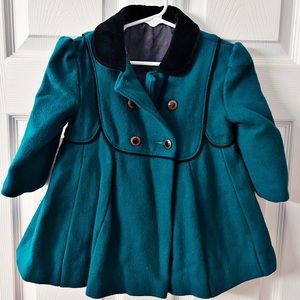 Teal Double-Breasted Kids Coat
